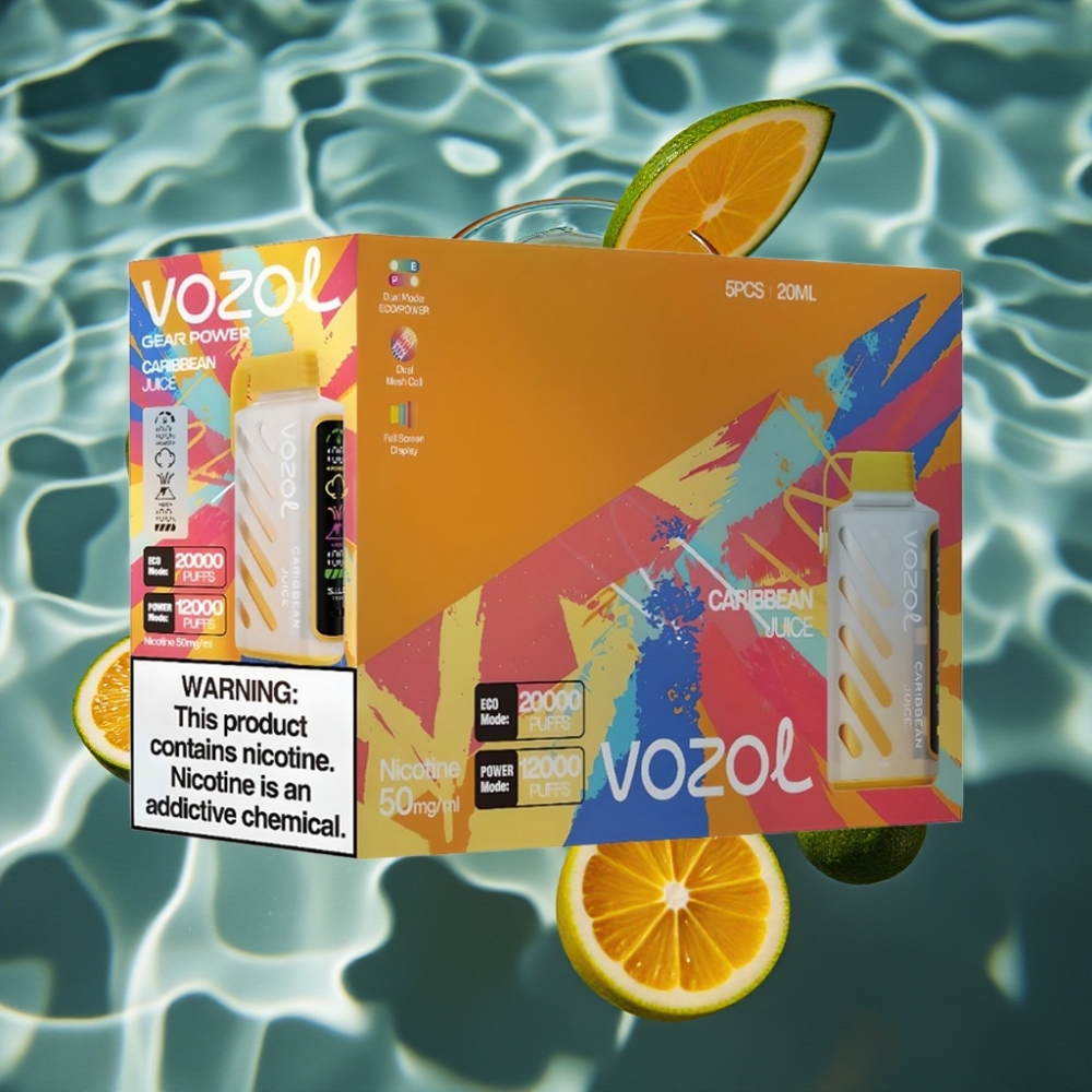 VOZOL Gear Power 20000 Puffs Disposable Vape with S.i.L.C. Tech & Dual Mesh Coil - Caribbean Juice