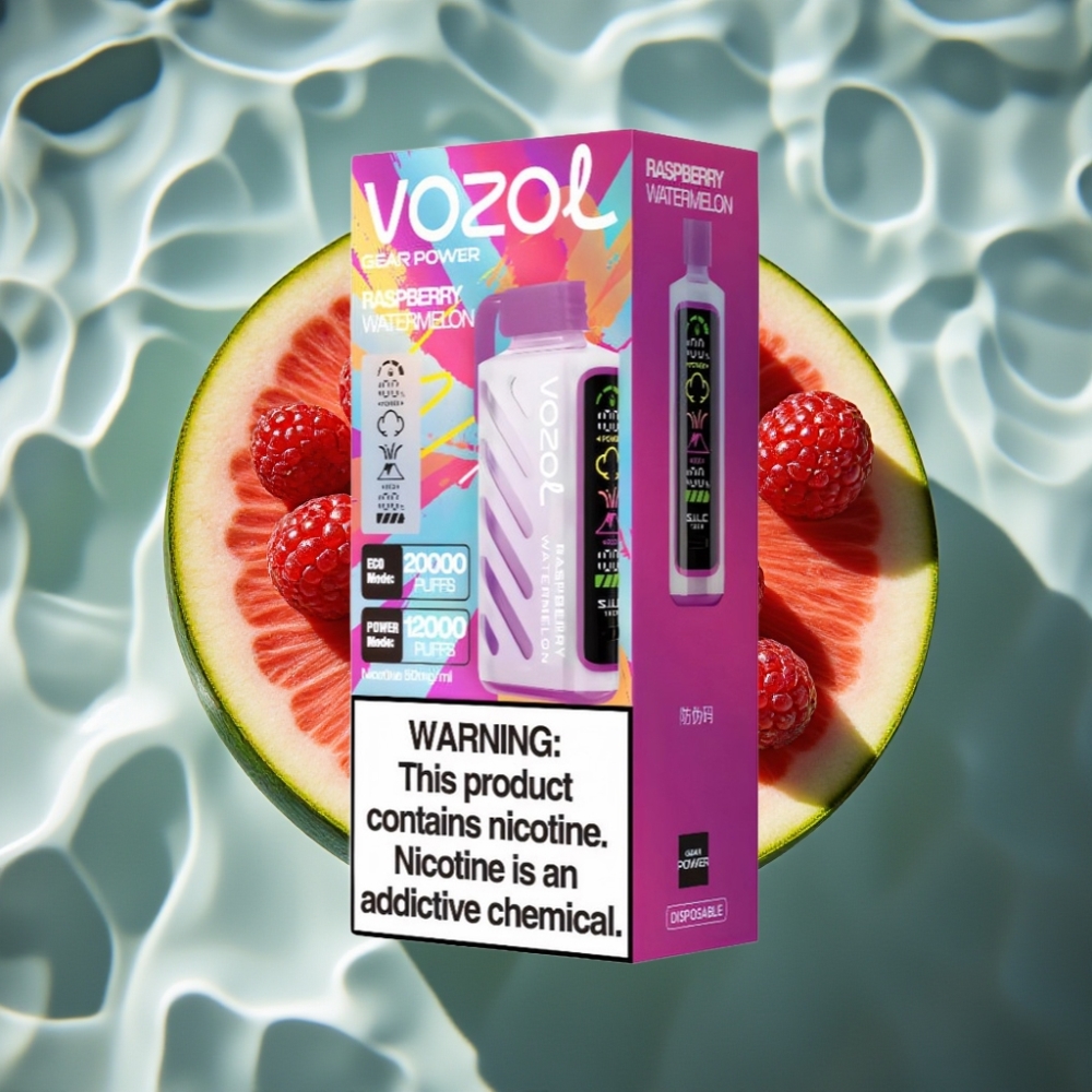 VOZOL Gear Power 20000 Puffs Disposable Vape with S.i.L.C. Tech & Dual Mesh Coil - Raspberry Watermelon