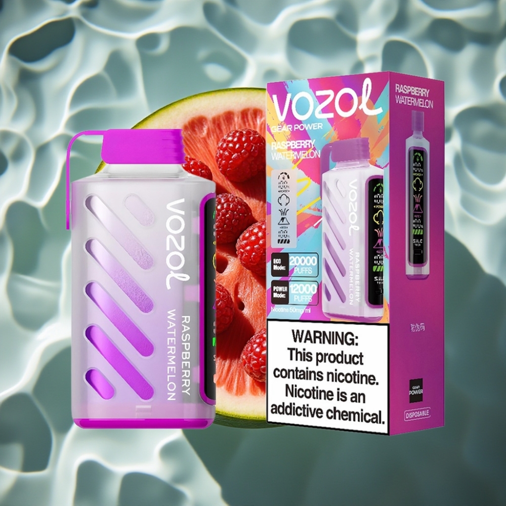 VOZOL Gear Power 20000 Puffs Disposable Vape with S.i.L.C. Tech & Dual Mesh Coil - Raspberry Watermelon