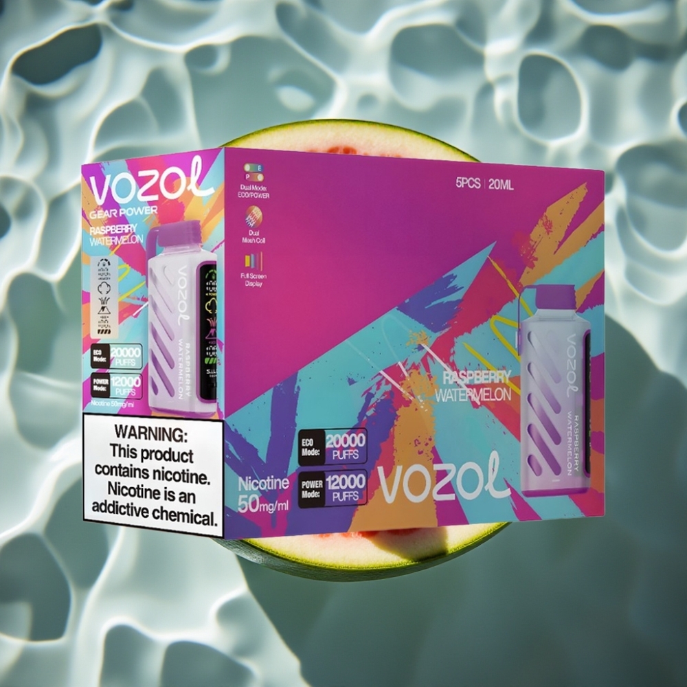 VOZOL Gear Power 20000 Puffs Disposable Vape with S.i.L.C. Tech & Dual Mesh Coil - Raspberry Watermelon