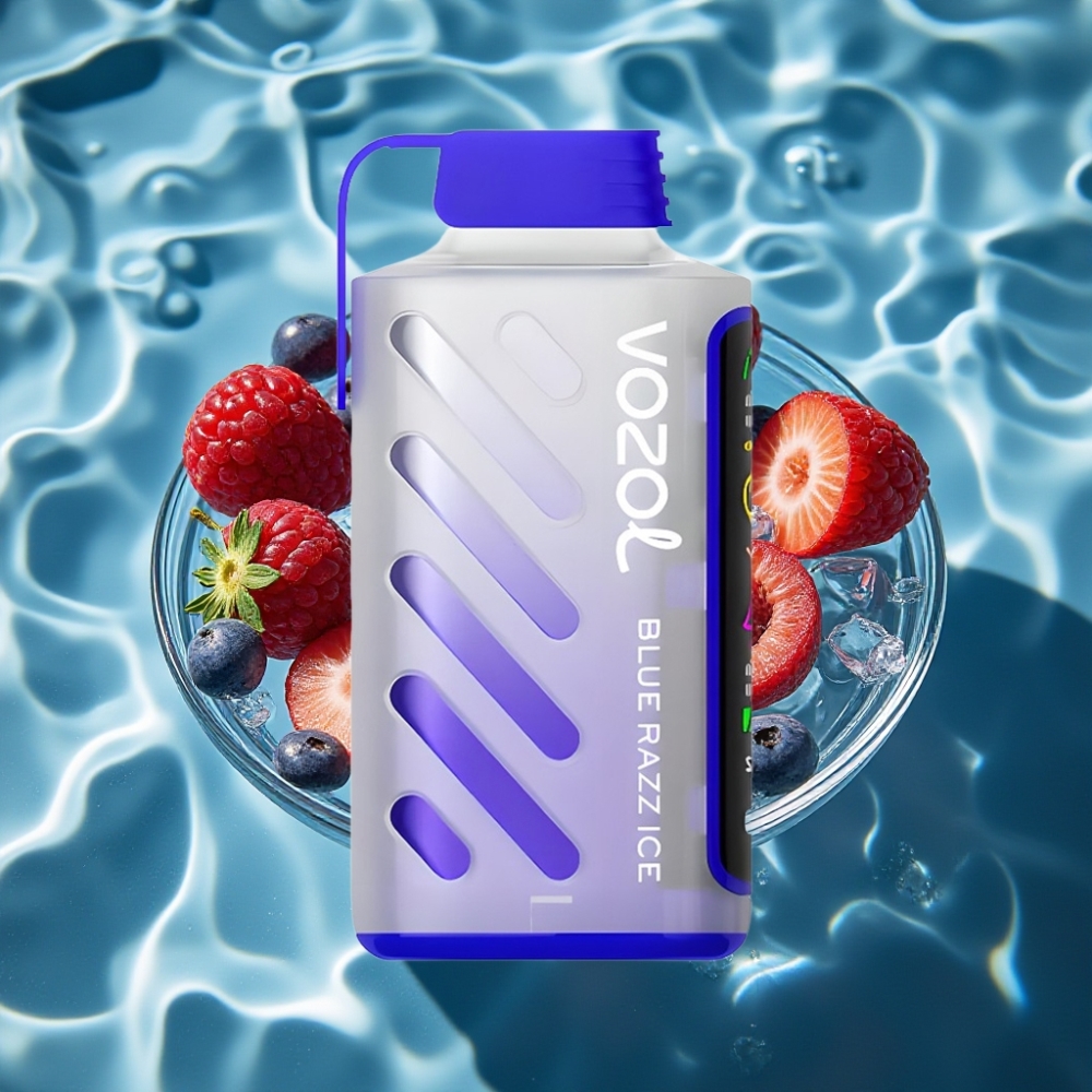 VOZOL Gear Power 20000 Puffs Dual Mesh Coil Blue Razz Ice Disposable Vape with S.i.L.C. Tech & Full Screen Display