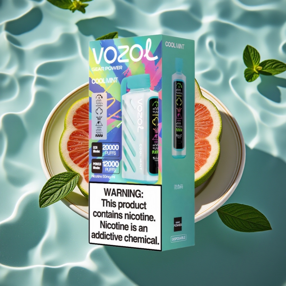 VOZOL Gear Power 20000 Puffs Dual Mesh Coil Cool Mint Disposable Vape with S.i.L.C. Tech & Full Screen Display