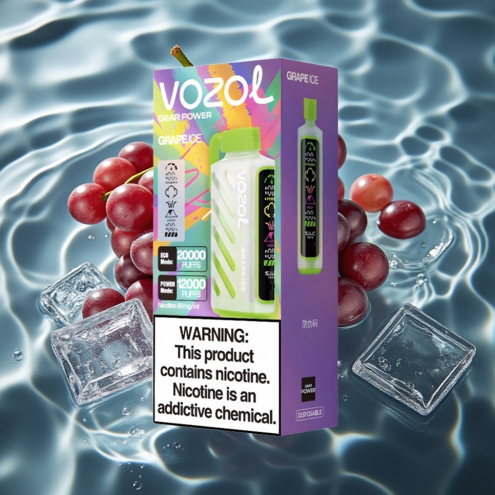 VOZOL Gear Power 20000 Puffs Grape Ice Disposable Vape with S.i.L.C. Tech & Dual Mesh Coil