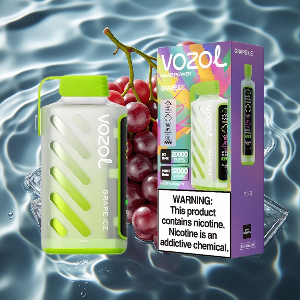 VOZOL Gear Power 20000 Puffs Grape Ice Disposable Vape with S.i.L.C. Tech & Dual Mesh Coil