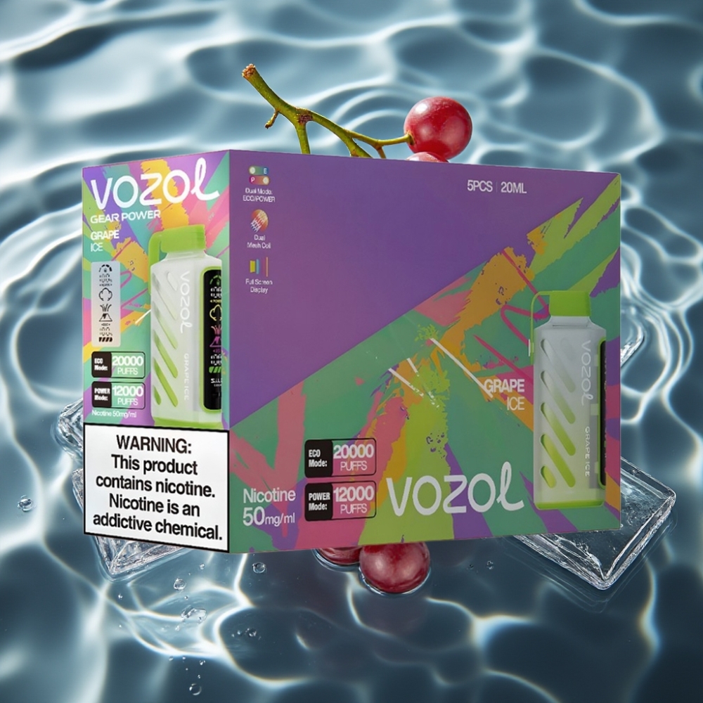 VOZOL Gear Power 20000 Puffs Grape Ice Disposable Vape with S.i.L.C. Tech & Dual Mesh Coil