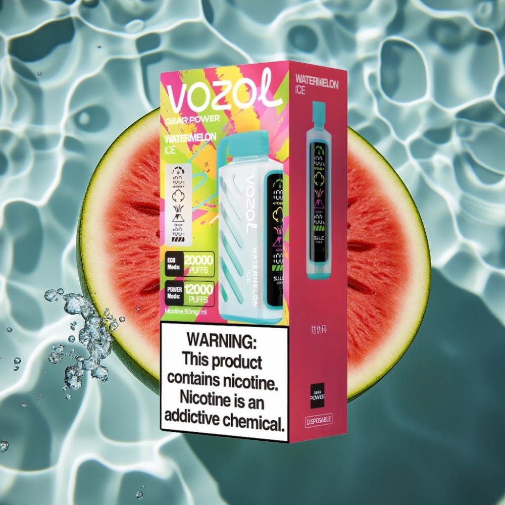 VOZOL Gear Power 20000 Puffs Watermelon Ice Disposable Vape with Dual Mesh Coil & Full Screen Display