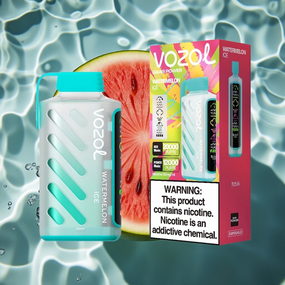 VOZOL Gear Power 20000 Puffs Watermelon Ice Disposable Vape with Dual Mesh Coil & Full Screen Display