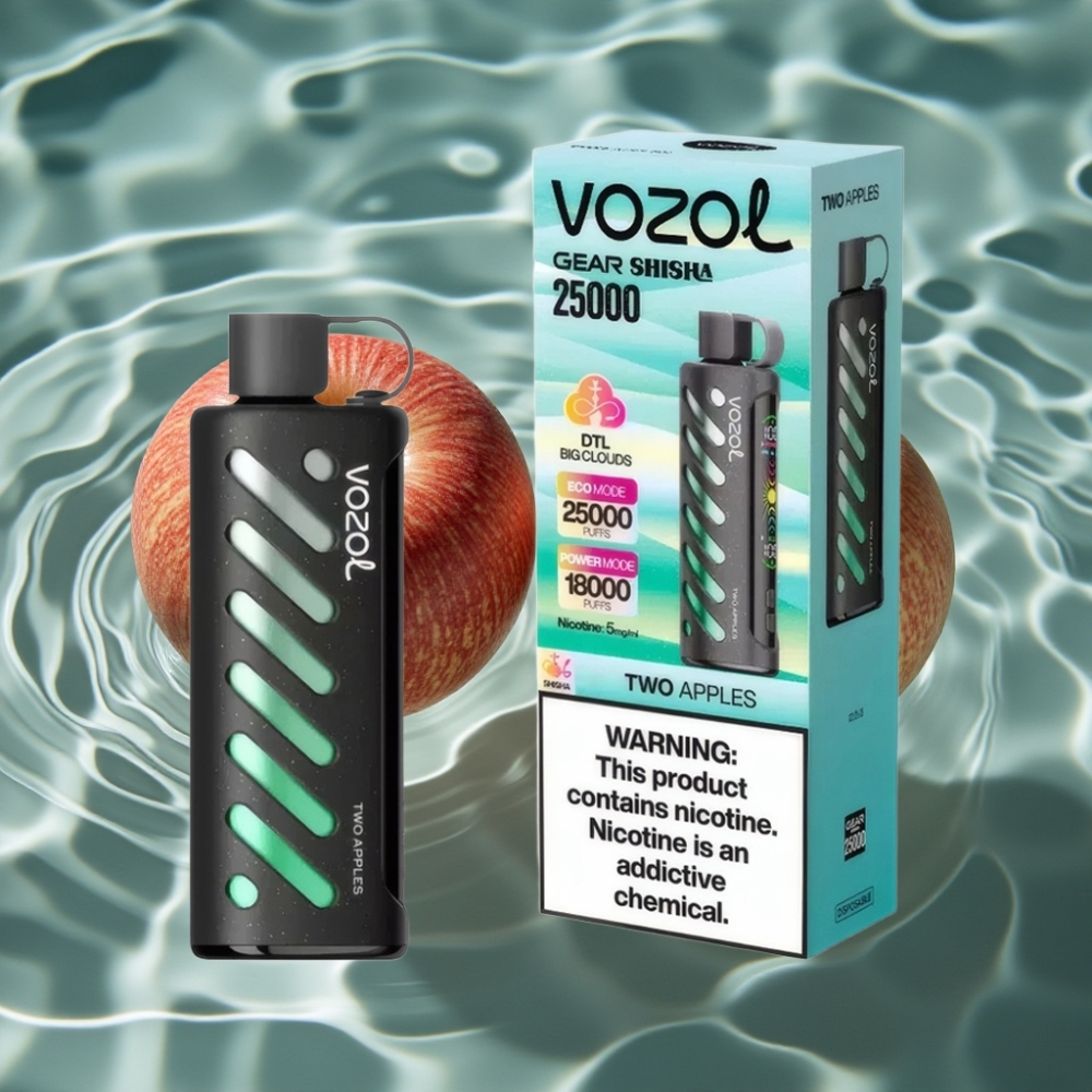 VOZOL Gear Shisha 25000 Puffs Disposable Vape - Two Apples, Dual Mesh, 1000mAh, 5mg/ml