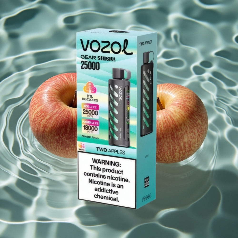 VOZOL Gear Shisha 25000 Puffs Disposable Vape - Two Apples, Dual Mesh, 1000mAh, 5mg/ml