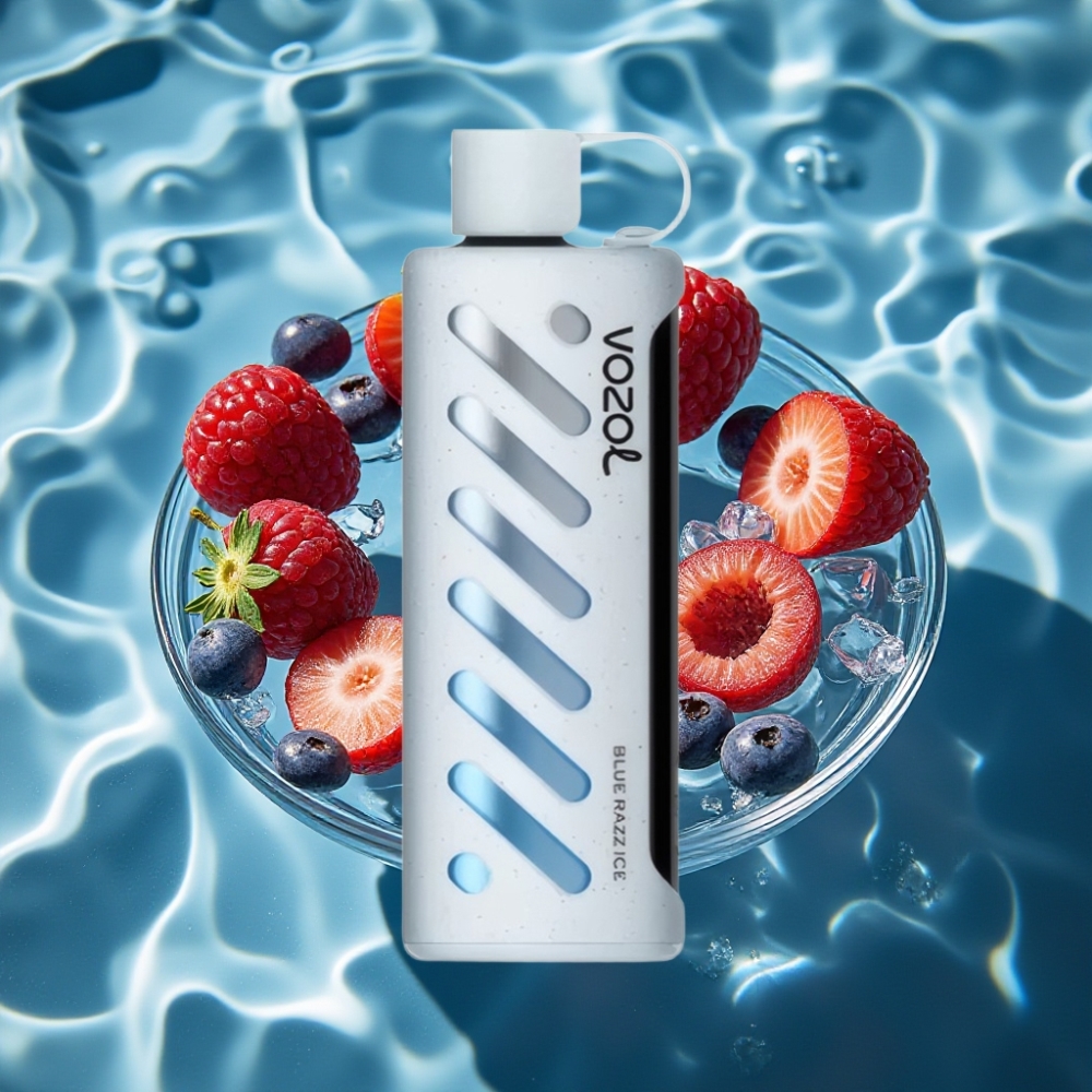 VOZOL Gear Shisha 25000 Puffs Dual Mesh Blue Razz Ice Disposable Vape with S.i.L.C Tech & 1000mAh Battery