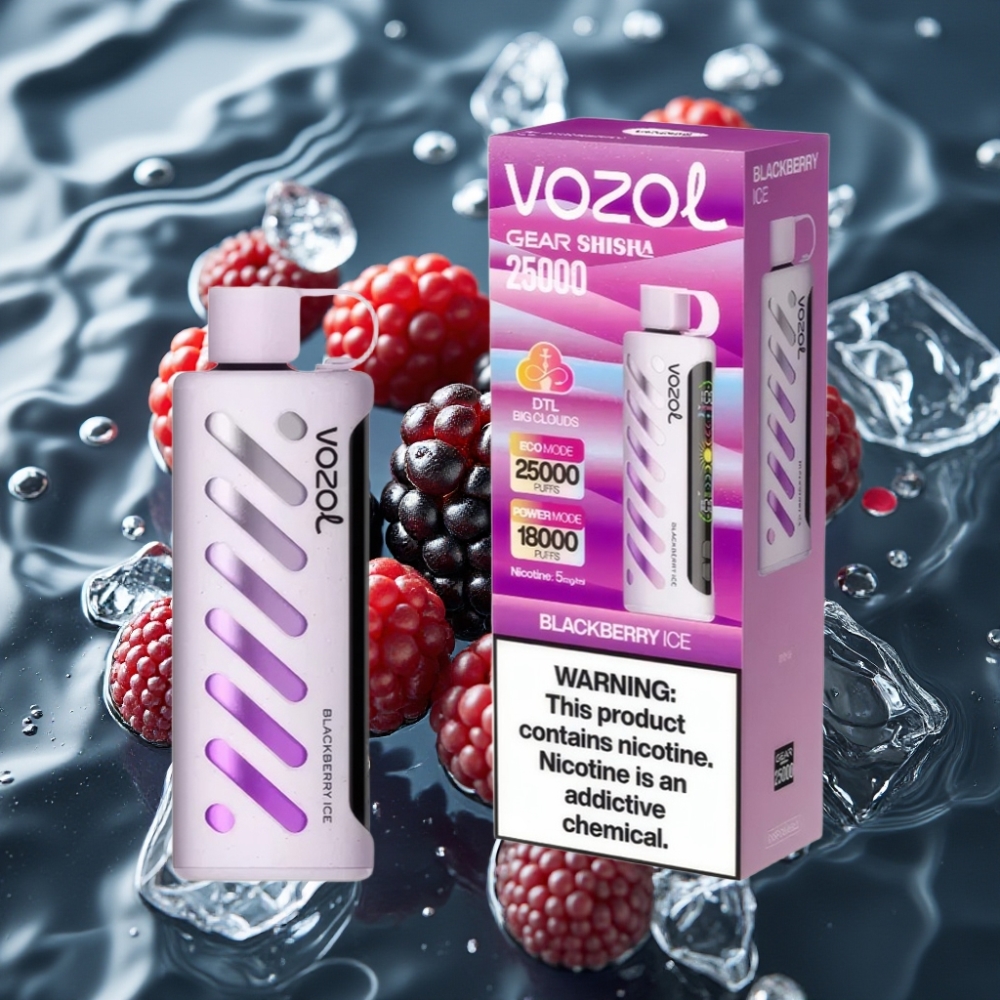 VOZOL Gear Shisha 25000 Puffs Dual Mesh Disposable Vape Blackberry Ice 5mg
