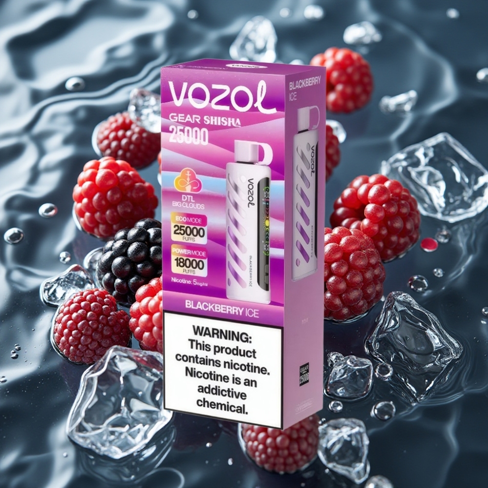 VOZOL Gear Shisha 25000 Puffs Dual Mesh Disposable Vape Blackberry Ice 5mg