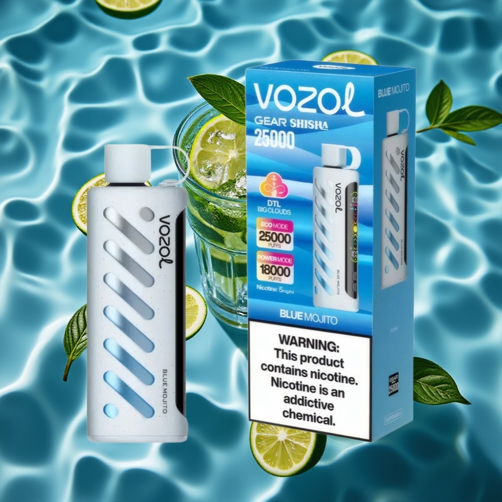 VOZOL Gear Shisha 25000 Puffs Dual Mesh Disposable Vape Blue Mojito 5mg S.i.L.C Tech