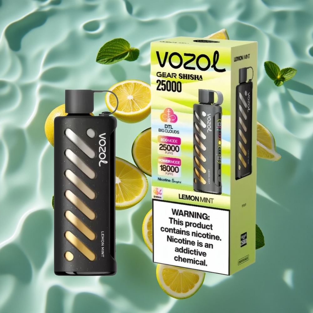 VOZOL Gear Shisha 25000 Puffs Dual Mesh Lemon Mint Disposable Vape with S.i.L.C Tech