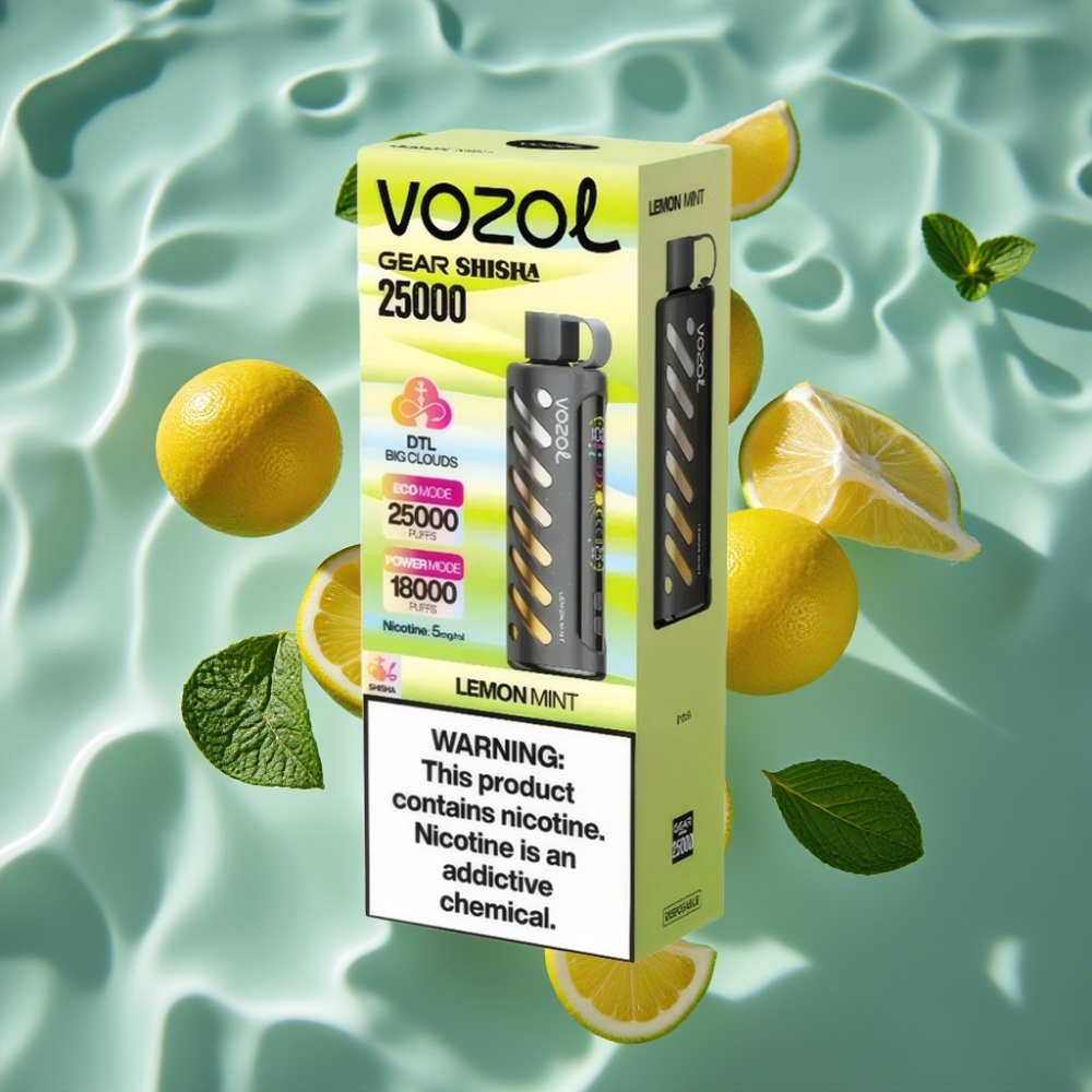 VOZOL Gear Shisha 25000 Puffs Dual Mesh Lemon Mint Disposable Vape with S.i.L.C Tech