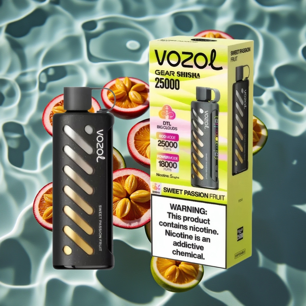 VOZOL Gear Shisha 25000 Puffs Dual Mesh Sweet Passion Fruit Disposable Vape with S.i.L.C Tech & 1000mAh Battery