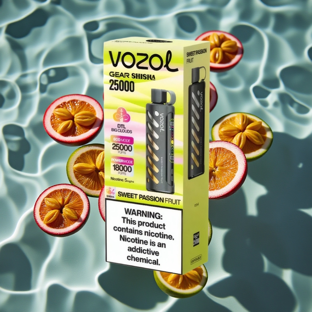 VOZOL Gear Shisha 25000 Puffs Dual Mesh Sweet Passion Fruit Disposable Vape with S.i.L.C Tech & 1000mAh Battery