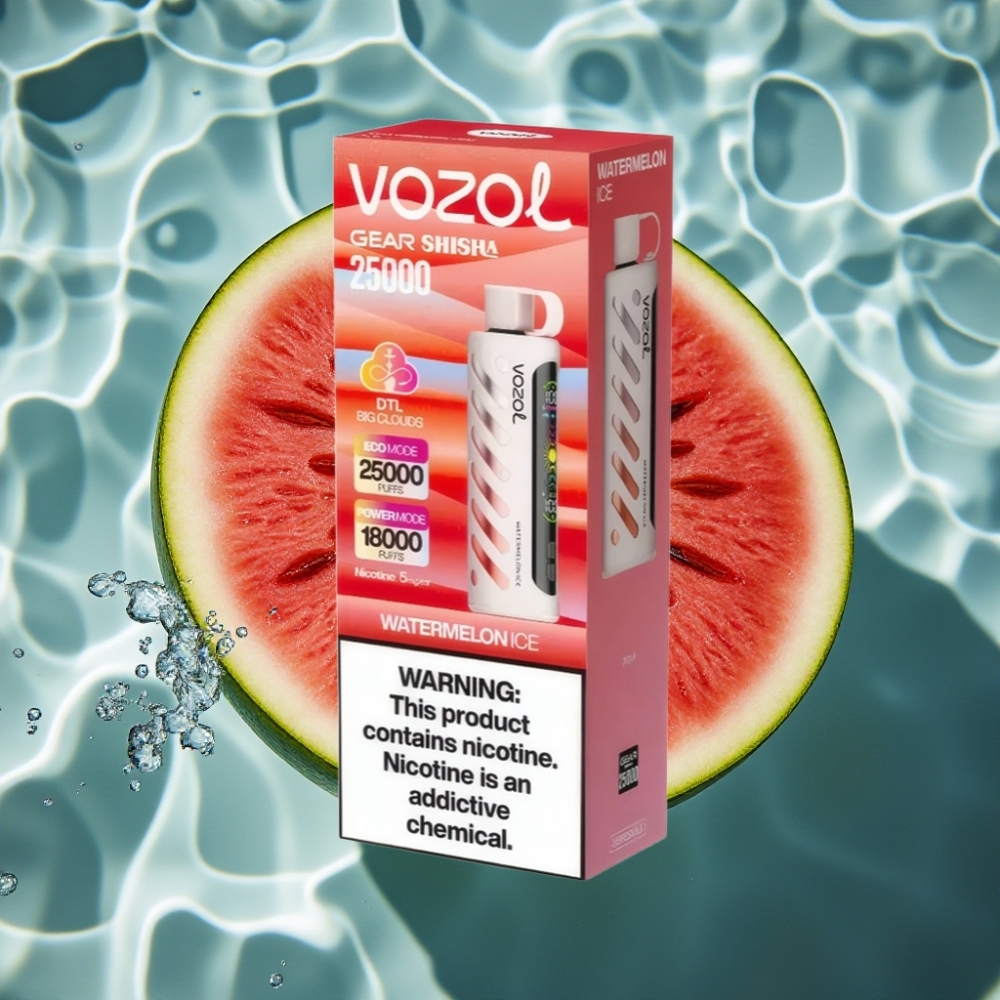 VOZOL Gear Shisha 25000 Puffs Dual Mesh Watermelon Ice Disposable Vape with S.i.L.C Tech