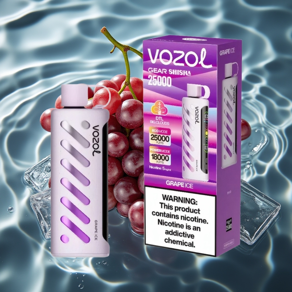 VOZOL Gear Shisha 25000 Puffs Grape Ice Disposable Vape with S.i.L.C Tech & Dual Mesh Modes
