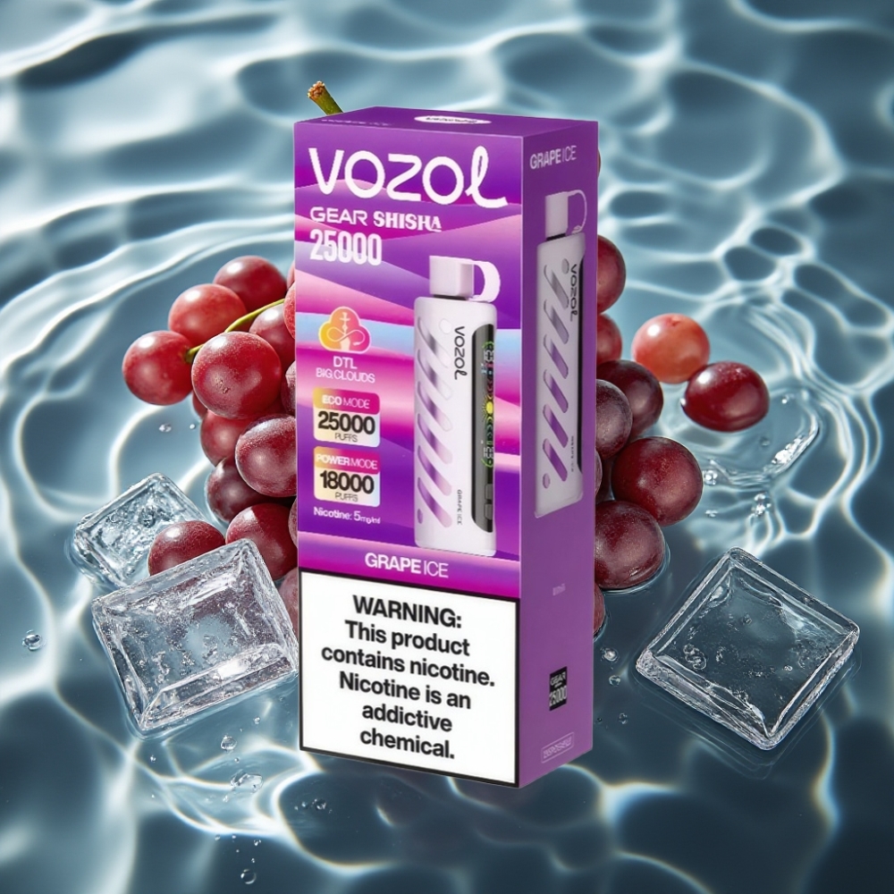VOZOL Gear Shisha 25000 Puffs Grape Ice Disposable Vape with S.i.L.C Tech & Dual Mesh Modes