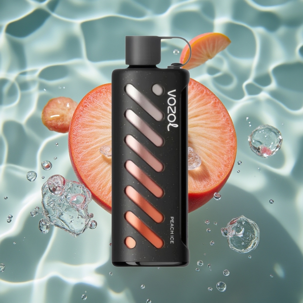 VOZOL Gear Shisha 25000 Puffs Peach Ice Disposable Vape with S.i.L.C Tech & Dual Mesh Modes