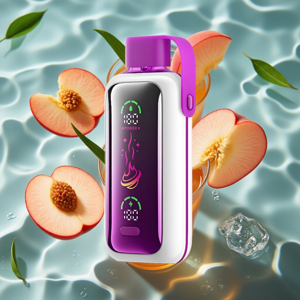 VOZOL Star 20000 Puffs Peach Ice Disposable Vape with 2.2" HD Mirror Screen & Dual Mesh