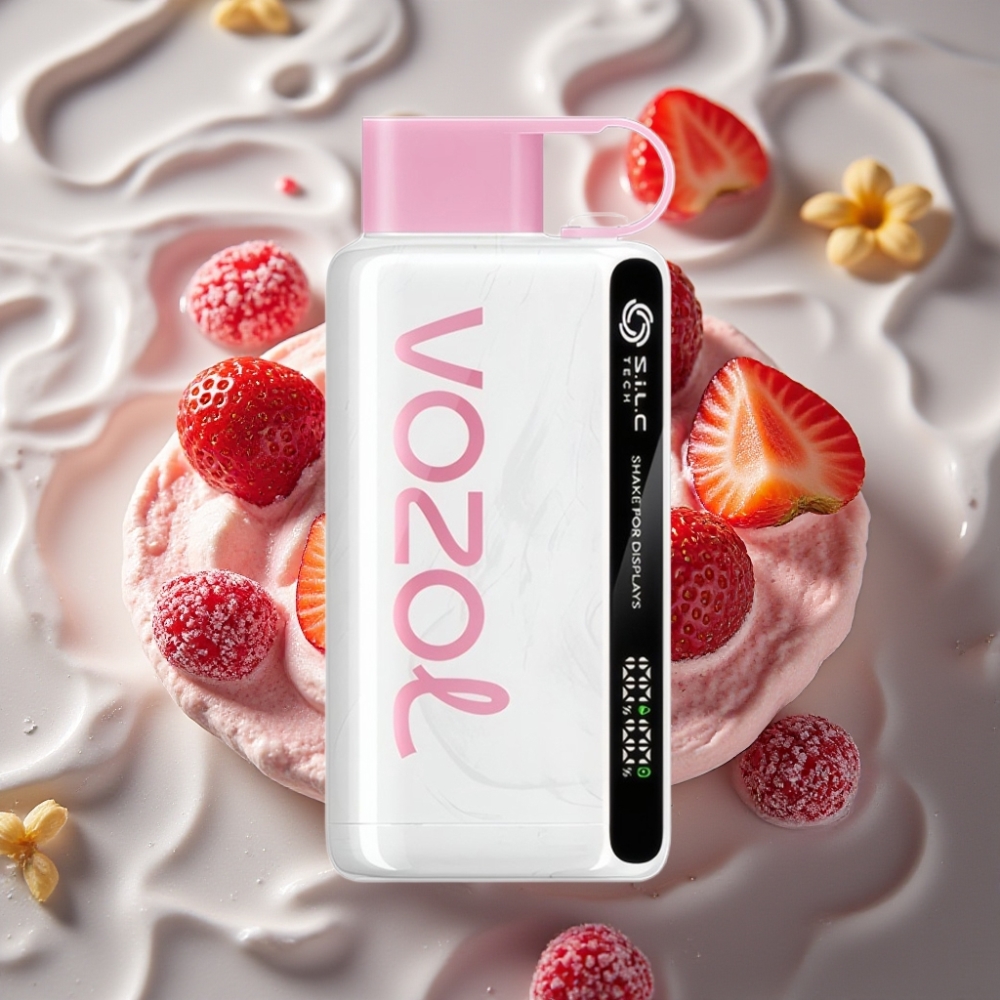 VOZOL STAR 9000/12000 Disposable Vape Strawberry Ice Cream – S.i.L.C TECH, 30% Faster Charge, 650mAh Battery, Up to 12000 Puffs
