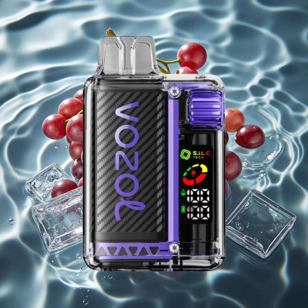 VOZOL Vista 20000 Puffs Disposable Vape Grape Ice with OLED Screen & S.i.L.C Tech Dual Mesh Coil