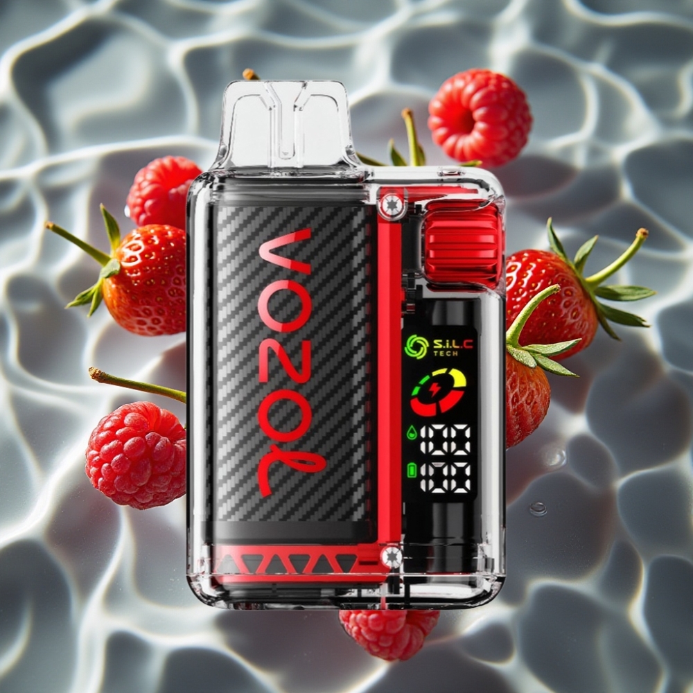VOZOL Vista 20000 Puffs Strawberry Raspberry Cherry Disposable Vape with OLED Screen, 650mAh Rechargeable Battery & Dual Mesh Coil