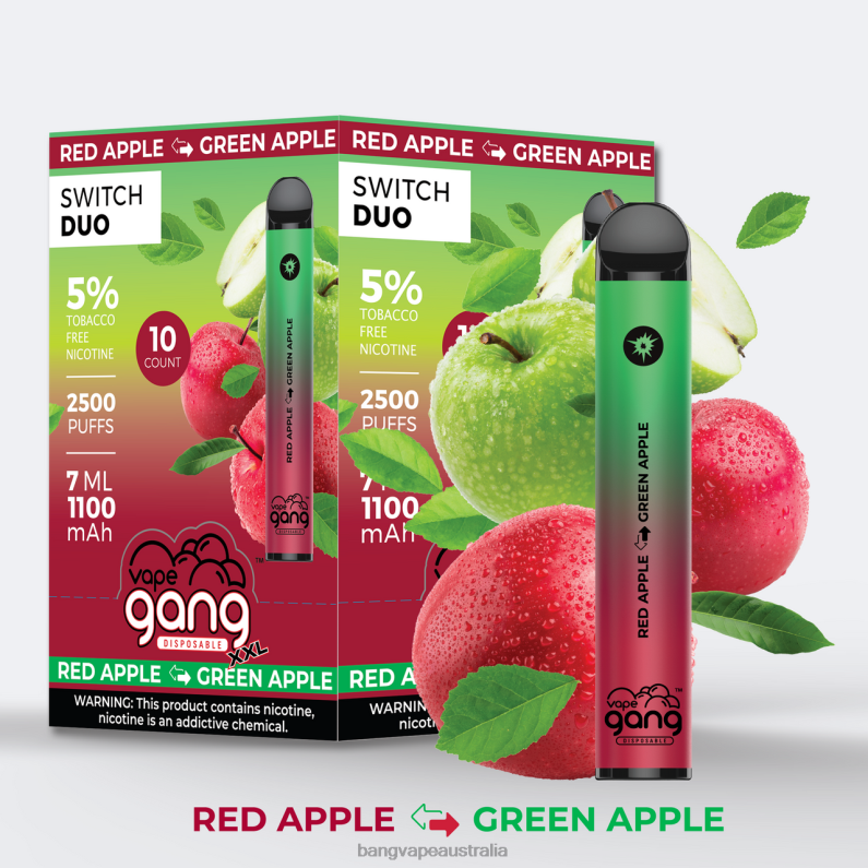 Vape Gang Switch Duo 2 flavors (Box of 10) 6006N46 Red Apple - Green Apple - Vape Gang Shop