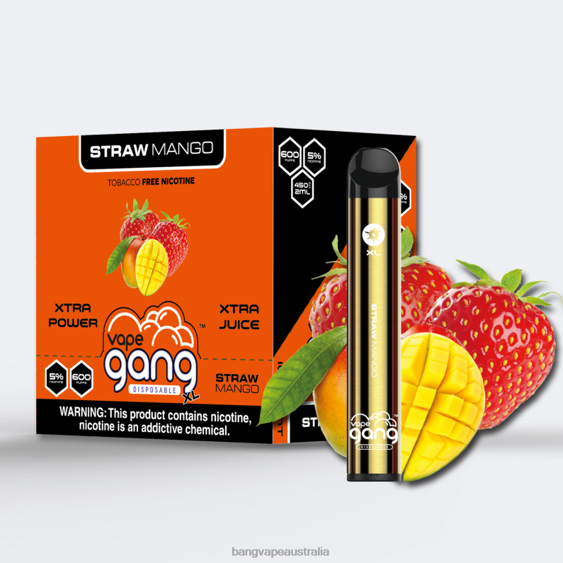 Vape Gang XL Disposable Vapes 600 puffs (Box of 10) 6006N66 Straw Mango - Vape Gang Sydney