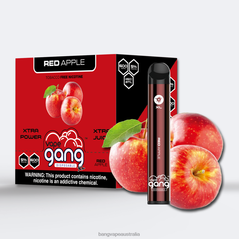 Vape Gang XL Disposable Vapes 600 puffs (Box of 10) 6006N73 Red Apple - Vape Gang Australia
